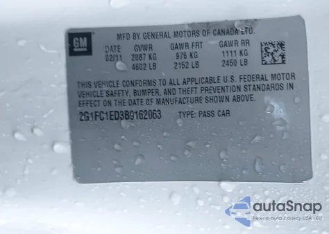 2011 Chevrolet Camaro 2Lt from USA, damaged, VIN 2G1FC1ED3B9162063